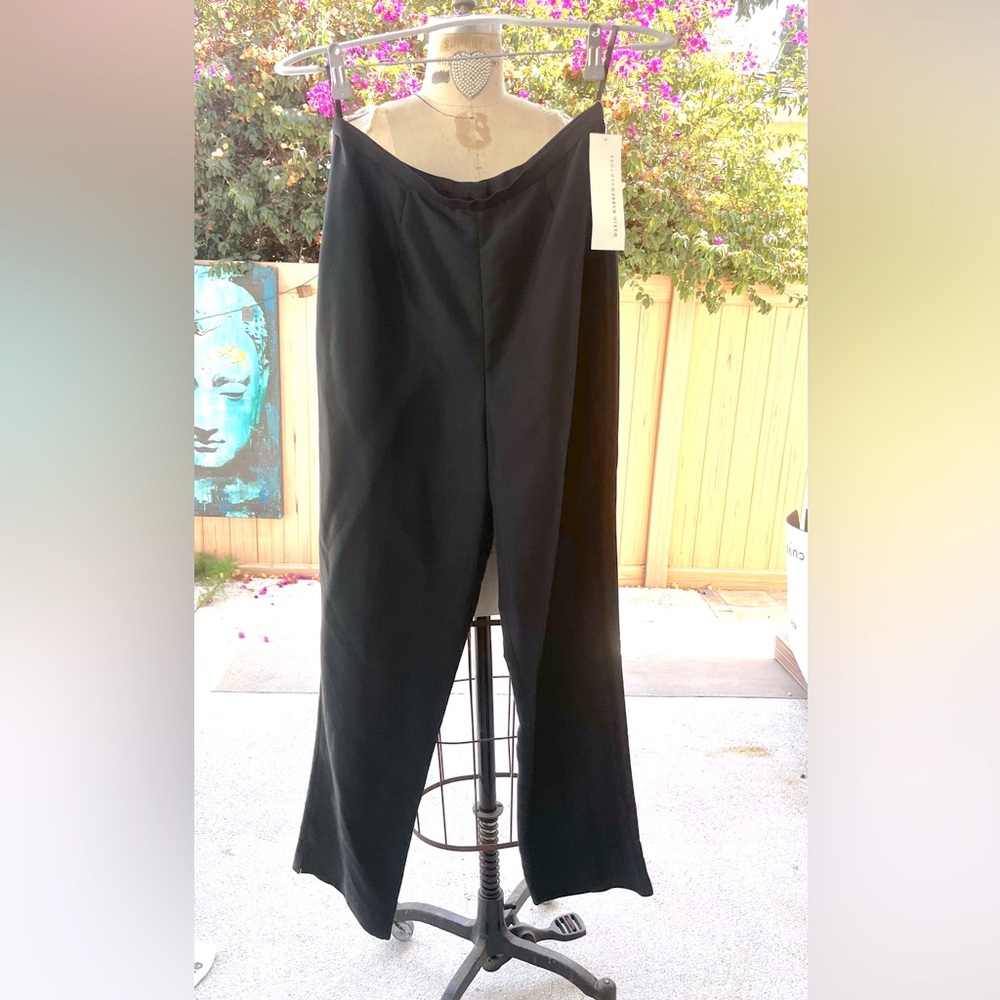 David Warren Women's 100% Silk Black Wide-ish Leg Pants Sz 8 NWT